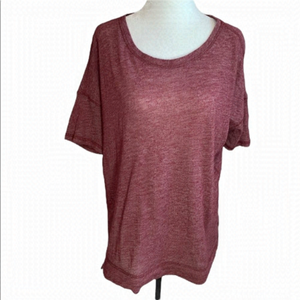 Roots Short Sleeved Tee Scoop Neck Burgundy Sz S